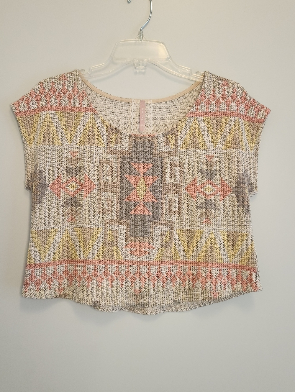 Mauve Womens Aztec Print Cropped Top Size XL Boho!
